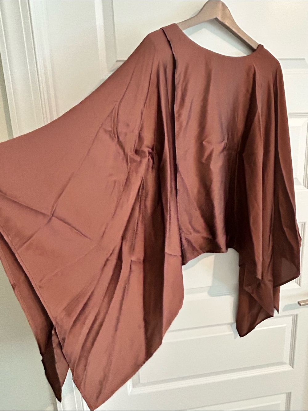 Sies Marjan Satin Draped Top Assymetrical Chocolate Brown Size 8 - Picture 9 of 13